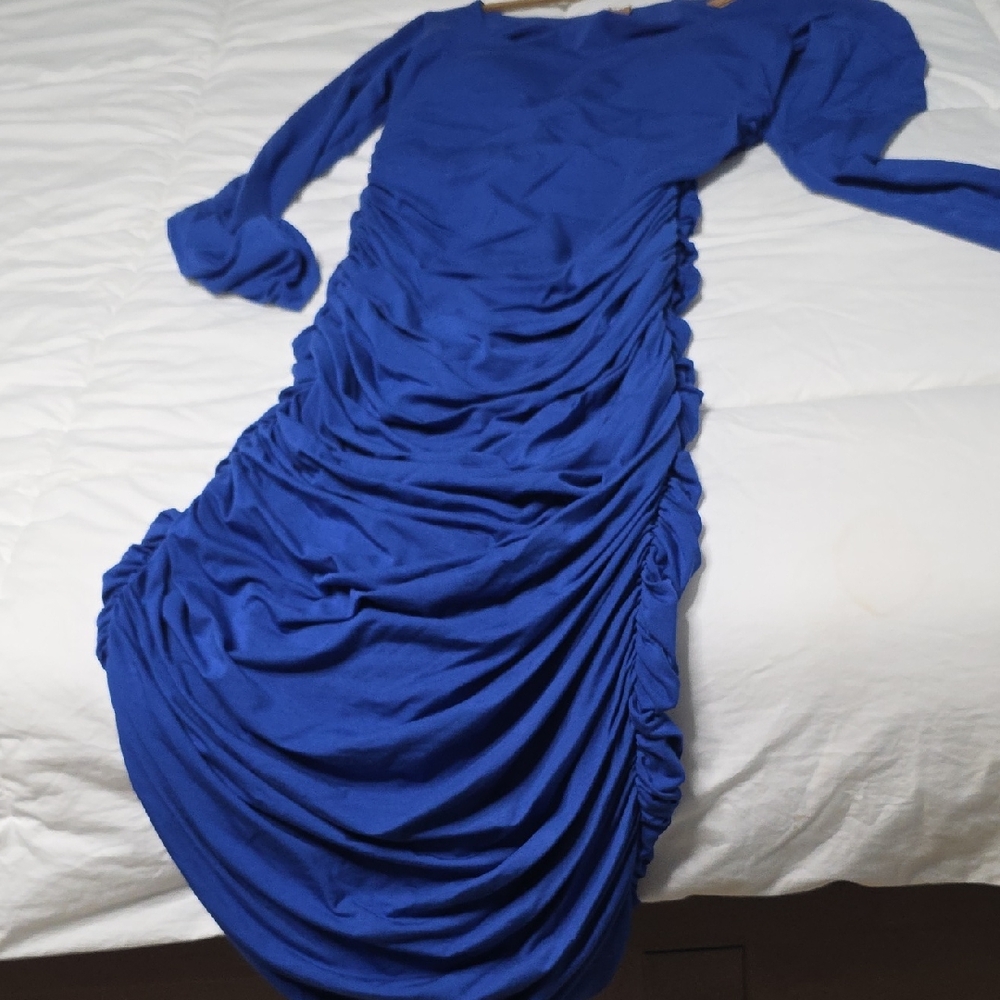Chic Long Sleeve Blue Dress
